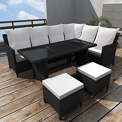 LLEZKBR Outdoor Möbel Sets - 4-teiliges Garten-Lounge-Set mit Kissen Poly Rattan Schwarz LLEZKBR Outdoor Möbel Sets - 4-teiliges Garten-Lounge-Set mit Kissen Poly Rattan Schwarz von LLEZKBR