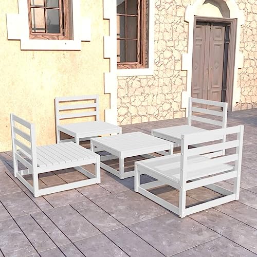 LLEZKBR Outdoor Möbel Sets - 5-teiliges Garten-Lounge-Set Weiß Massivholz Kiefer LLEZKBR Outdoor Möbel Sets - 5-teiliges Garten-Lounge-Set Weiß Massivholz Kiefer von LLEZKBR