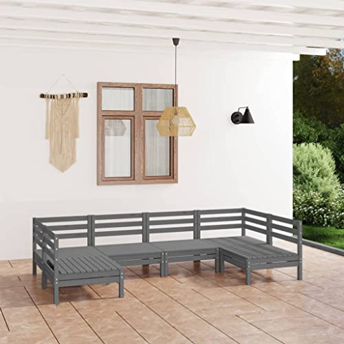LLEZKBR Outdoor Möbel Sets - 6-teiliges Garten-Lounge-Set Grau Massivholz Kiefer LLEZKBR Outdoor Möbel Sets - 6-teiliges Garten-Lounge-Set Grau Massivholz Kiefer von LLEZKBR