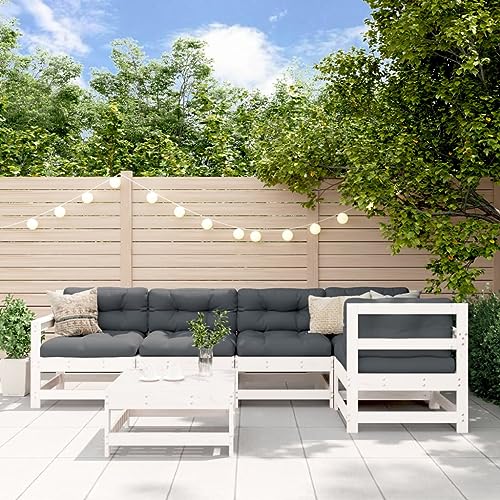 LLEZKBR Outdoor Möbel Sets - 6-teiliges Garten-Lounge-Set Weiß Massivholz Kiefer LLEZKBR Outdoor Möbel Sets - 6-teiliges Garten-Lounge-Set Weiß Massivholz Kiefer von LLEZKBR