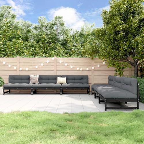 LLEZKBR Outdoor Möbel Sets - 6-teiliges Garten-Lounge-Set schwarz Massivholz Kiefer LLEZKBR Outdoor Möbel Sets - 6-teiliges Garten-Lounge-Set schwarz Massivholz Kiefer von LLEZKBR