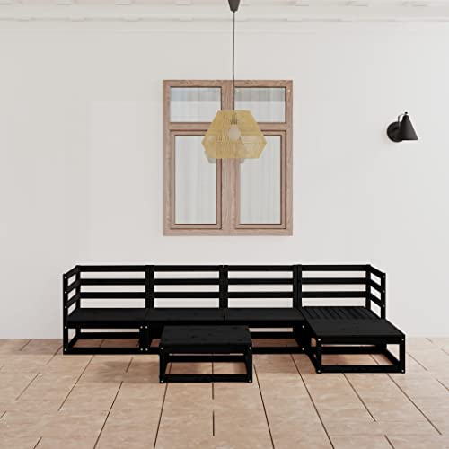 LLEZKBR Outdoor Möbel Sets - 6-teiliges Garten-Lounge-Set schwarz Massivholz Kiefer von LLEZKBR