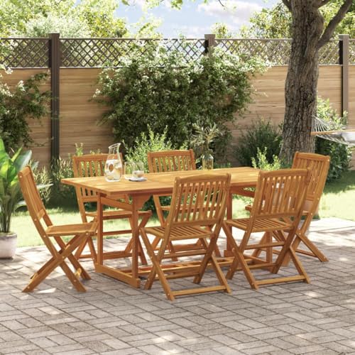 LLEZKBR Outdoor Möbel Sets - 7-teilig Garten Essgruppe 180x90x75cm Massivholz Akazie von LLEZKBR
