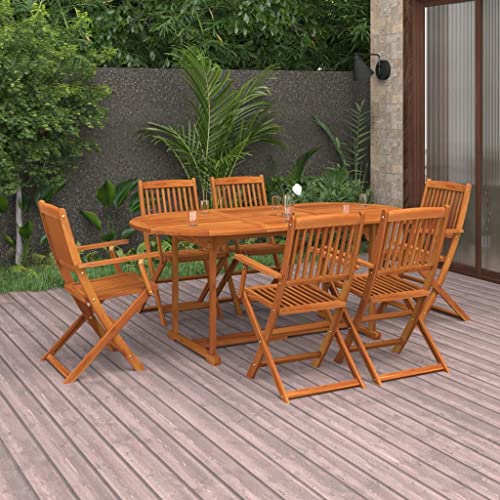 LLEZKBR Outdoor Möbel Sets - 7-teilig Garten Essgruppe 180x90x75cm Massivholz Akazie von LLEZKBR