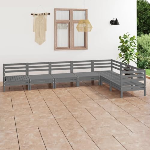 LLEZKBR Outdoor Möbel Sets - 7-teiliges Garten-Lounge-Set Massivholz Kiefer Grau LLEZKBR Outdoor Möbel Sets - 7-teiliges Garten-Lounge-Set Massivholz Kiefer Grau von LLEZKBR