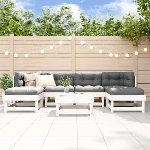 LLEZKBR Outdoor Möbel Sets - 7-teiliges Garten-Lounge-Set Weiß Massivholz Kiefer LLEZKBR Outdoor Möbel Sets - 7-teiliges Garten-Lounge-Set Weiß Massivholz Kiefer von LLEZKBR