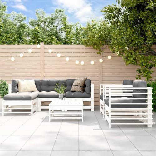 LLEZKBR Outdoor Möbel Sets - 7-teiliges Garten-Lounge-Set Weiß Massivholz Kiefer von LLEZKBR