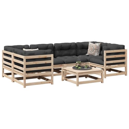 LLEZKBR Outdoor Möbel Sets - 7-teiliges Gartensofa-Set Massivholz Kiefer von LLEZKBR
