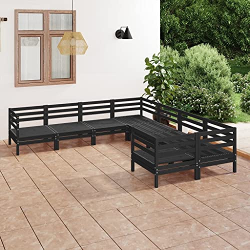 LLEZKBR Outdoor Möbel Sets - 8-teiliges Garten-Lounge-Set Massivholz Kiefer Schwarz von LLEZKBR