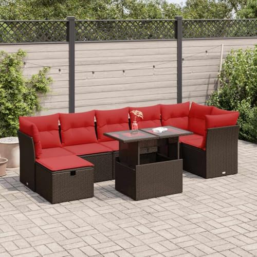 LLEZKBR Outdoor Möbel Sets - 8-teiliges Gartensofa-Set mit Kissen schwarz Poly Rattan Akazie LLEZKBR Outdoor Möbel Sets - 8-teiliges Gartensofa-Set mit Kissen schwarz Poly Rattan Akazie von LLEZKBR