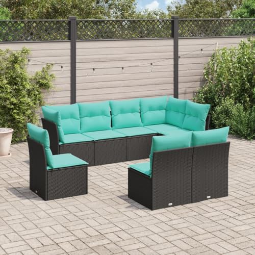 LLEZKBR Outdoor Möbel Sets - 8-teiliges Gartensofa-Set mit Kissen schwarz Poly Rattan LLEZKBR Outdoor Möbel Sets - 8-teiliges Gartensofa-Set mit Kissen schwarz Poly Rattan von LLEZKBR