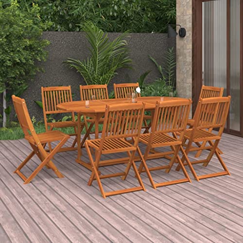LLEZKBR Outdoor Möbel Sets - 9-teiliges Garten-Essgruppe 180x90x75cm Massivholz Akazie von LLEZKBR