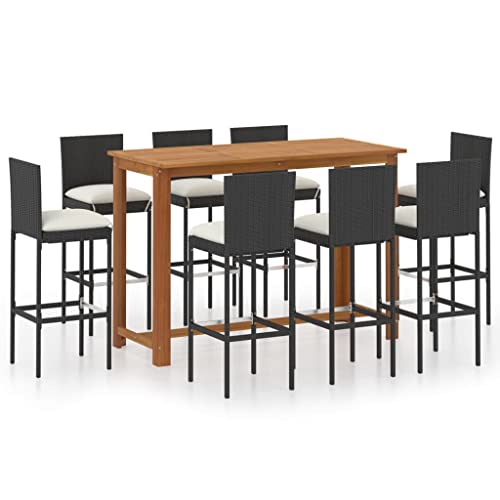 LLEZKBR Outdoor Möbel Sets - 9-teiliges Gartenbar-Set mit Kissen Polyrattan schwarz LLEZKBR Outdoor Möbel Sets - 9-teiliges Gartenbar-Set mit Kissen Polyrattan schwarz von LLEZKBR