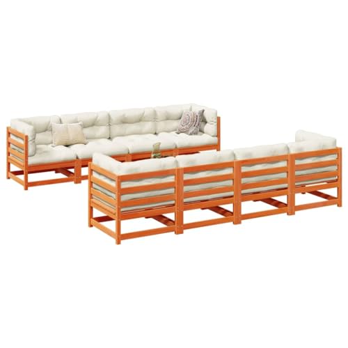 LLEZKBR Outdoor Möbel Sets - 9-teiliges Gartensofa-Set Wachs Braun Massivholz Kiefer von LLEZKBR