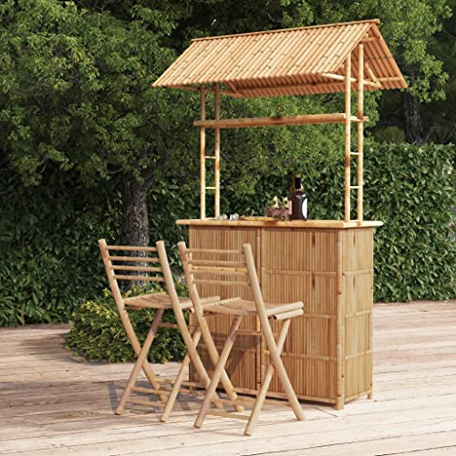 LLEZKBR Outdoor Möbelsets - 3-teiliges Bar-Set aus Bambus von LLEZKBR