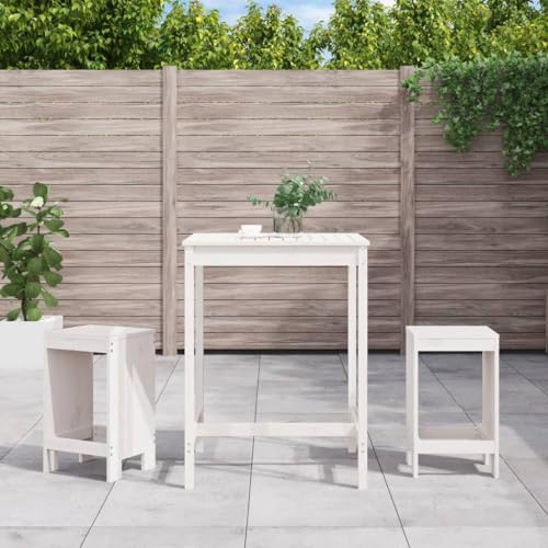 LLEZKBR Outdoor Möbelsets - 3-teiliges Gartenbar-Set Weiß Massivholz Kiefer von LLEZKBR