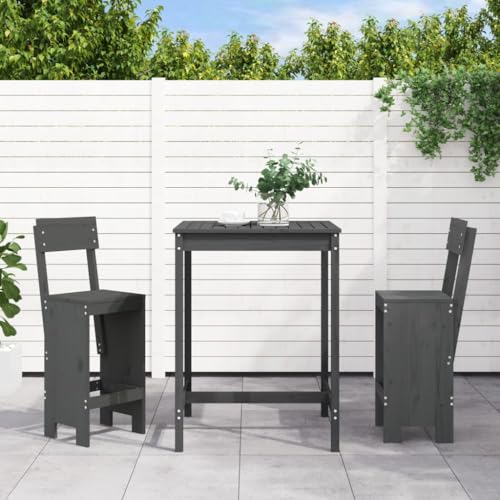 LLEZKBR Outdoor Möbelsets - 3-teiliges Gartenbar-Set grau Massivholz Kiefer von LLEZKBR