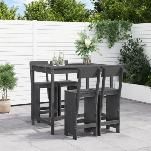 LLEZKBR Outdoor Möbelsets - 5-teiliges Gartenbar-Set Grau Massivholz Kiefer von LLEZKBR