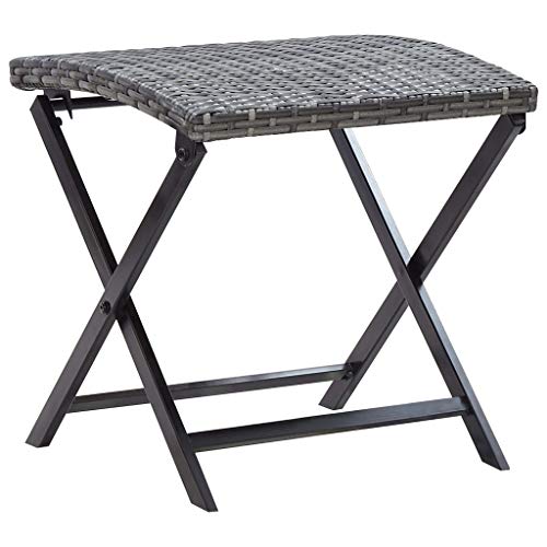 LLEZKBR Outdoor Outdoor Fußrasten Klapphocker Poly Rattan Grau von LLEZKBR