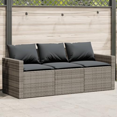 LLEZKBR Outdoor Outdoor Sitzgelegenheit, Outdoor Sofas, Gartensofa mit Kissen, 3-Sitzer, grau, Polyrattan LLEZKBR Outdoor Outdoor Sitzgelegenheit, Outdoor Sofas, Gartensofa mit Kissen, 3-Sitzer, grau, Polyrattan von LLEZKBR