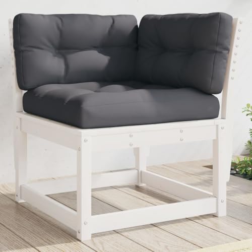 LLEZKBR Outdoor Outdoor Sitzgelegenheit-Outdoor Sofas Gartensofa Ecksofa mit Kissen Weiß 73x73x78cm Massivholz Kiefer von LLEZKBR