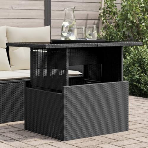 LLEZKBR Outdoor Outdoor Tisch Gartentisch mit Glasplatte schwarz 100x55x73cm Polyrattan LLEZKBR Outdoor Outdoor Tisch Gartentisch mit Glasplatte schwarz 100x55x73cm Polyrattan von LLEZKBR