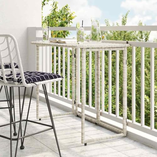 LLEZKBR Outdoor Outdoor Tisch Klapptisch Gartentisch Hellgrau 90x51x75cm Polyrattan von LLEZKBR