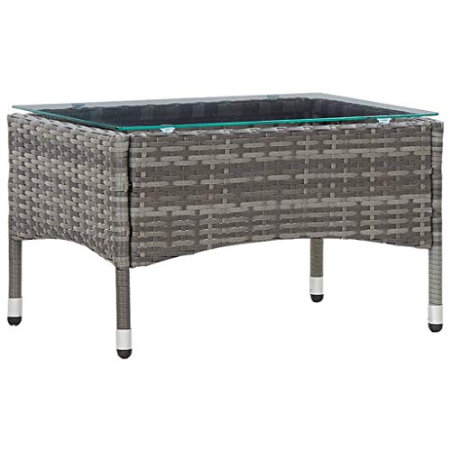 LLEZKBR Outdoor Outdoor Tische Couchtisch Grau 60x40x36cm Poly Rattan von LLEZKBR