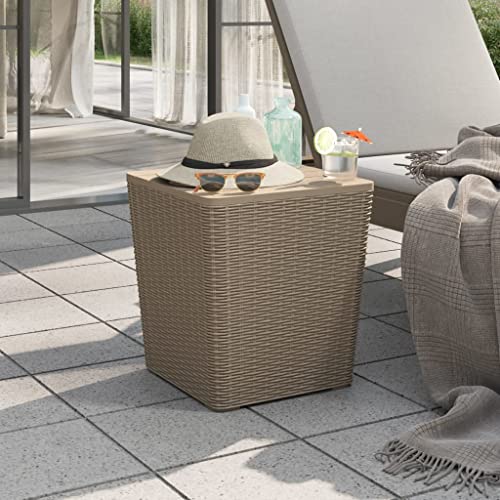 LLEZKBR Outdoor Outdoor Tische Gartentisch mit abnehmbarem Deckel Hellbraun Polypropylen von LLEZKBR