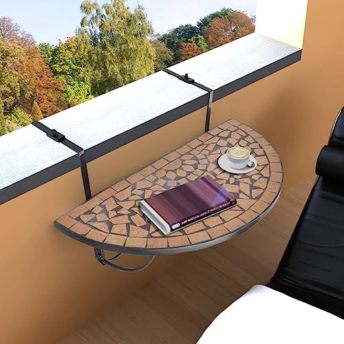 LLEZKBR Outdoor Outdoor Tische Hängender Balkontisch Terracotta Mosaik von LLEZKBR