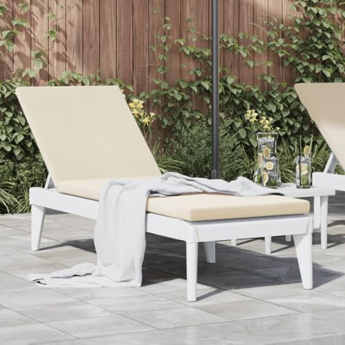 LLEZKBR Outdoor Sitzgelegen-Sonnenliege mit Kissen, weiß, 186 x 60 x 29 cm, PP von LLEZKBR