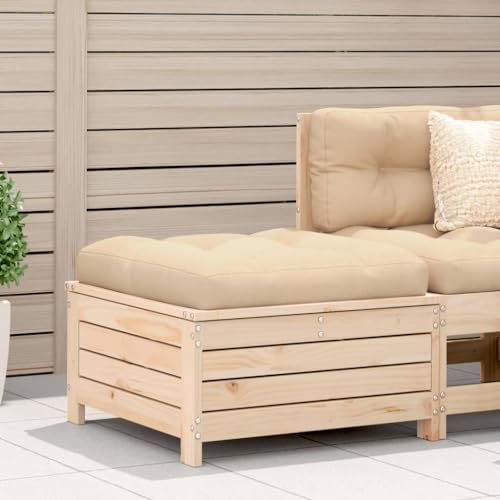 LLEZKBR Outdoor-Sitzgelegenheit, Garten-Fußhocker mit Kissen, Massivholz, Kiefer von LLEZKBR