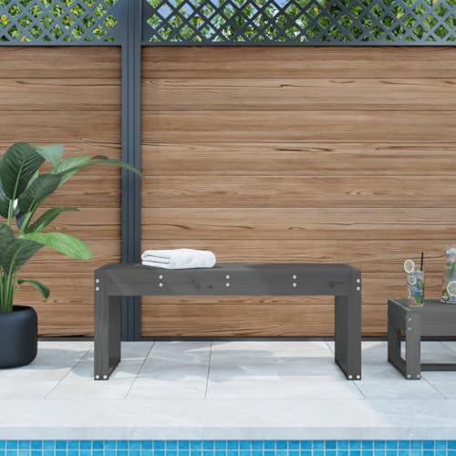LLEZKBR Outdoor Sitzgelegenheit-Outdoor-Bänke Gartenbank Grau 110x38x45cm Massivholz Kiefer von LLEZKBR