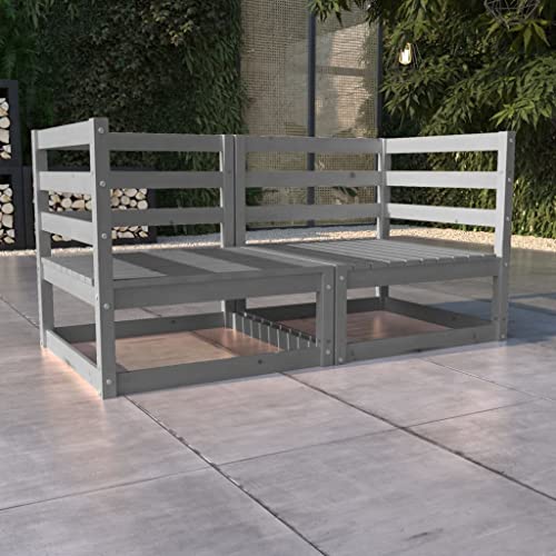 LLEZKBR Outdoor-Sitzgruppe, Outdoor-Sofas, Garten-Sofa, 2-Sitzer-Sofa, grau, massives Kiefernholz von LLEZKBR