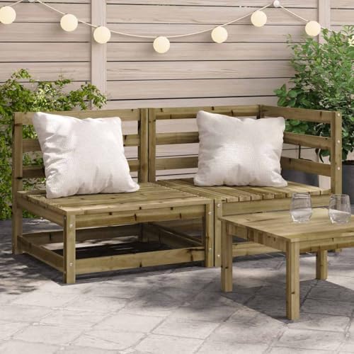 LLEZKBR Outdoor Sitzgruppe Outdoor Sektionalsofa Einheiten Gartensofa 2-Sitzer imprägniertes Holz Kiefer von LLEZKBR