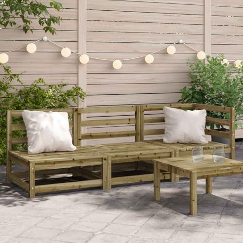 LLEZKBR Outdoor Sitzgruppe Outdoor Sektionalsofa Einheiten Gartensofa 3-Sitzer imprägniertes Holz Kiefer von LLEZKBR