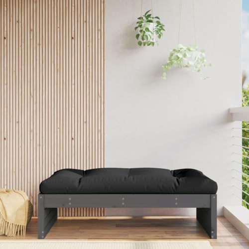 LLEZKBR Outdoor Sitzgruppe Outdoor Sektionalsofa Sitzgruppe Garten Fußhocker Grau 120x80 cm Massivholz Kiefer von LLEZKBR