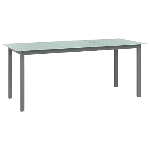 LLEZKBR Outdoor Tisch Gartentisch Hellgrau 190x90x74cm Aluminium und Glas von LLEZKBR