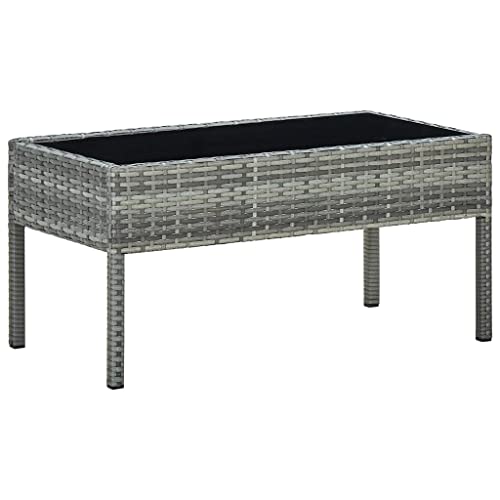 LLEZKBR Outdoor Tisch Gartentisch grau 75x40x37cm Polyrattan von LLEZKBR