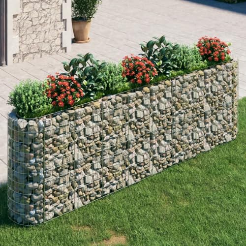 LLEZKBR Rasen & Garten Gartenarbeit Töpfe & Pflanzgefäße Gabion Hochbeet Verzinktes Eisen 330x50x100cm von LLEZKBR