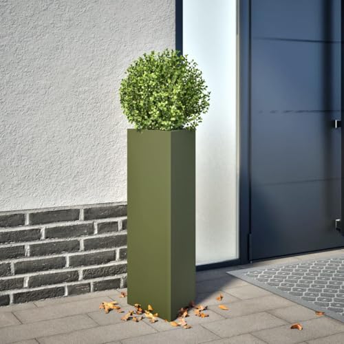 LLEZKBR Rasen & Garten Gartenarbeit Töpfe & Pflanzgefäße Garten Pflanzgefäße 2 Stück Olivgrün Dreieckig 30x26x75cm Stahl von LLEZKBR