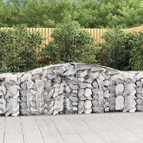 LLEZKBR Rasen & Garten Gartenarbeit Töpfe & Pflanzgefäße Gewölbter Gabionenkorb 400x50x80/100cm Verzinktes Eisen von LLEZKBR
