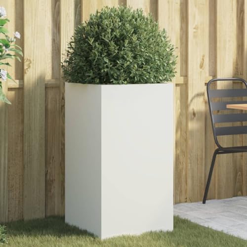 LLEZKBR Rasen & Garten Gartenarbeit Töpfe & Pflanzgefäße Pflanzgefäß weiß 42x38x75cm Stahl von LLEZKBR