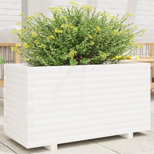 LLEZKBR Rasen & Gartenarbeit - Töpfe & Pflanzgefäße - Garten Pflanzgefäß weiß 90x40x49,5cm Massivholz Kiefer von LLEZKBR