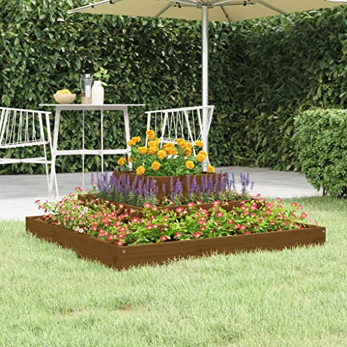 LLEZKBR Rasen & Gartenarbeit - Töpfe & Pflanzgefäße - Pflanzgefäß braun 80x80x27 cm Massivholz Kiefer von LLEZKBR
