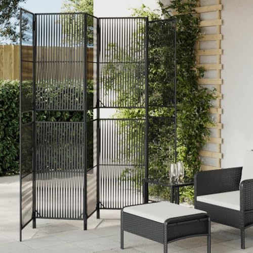 LLEZKBR Raumteiler Raumteiler 6 Paneele schwarz Poly Rattan von LLEZKBR
