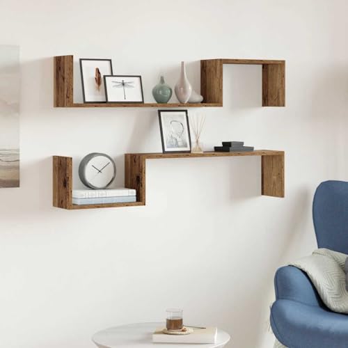 LLEZKBR Regal, Wandregale & Ledges-Wandregale, 2 Stück, altes Holz, 100 x 15 x 20 cm, Holzwerkstoff LLEZKBR Regal, Wandregale & Ledges-Wandregale, 2 Stück, altes Holz, 100 x 15 x 20 cm, Holzwerkstoff von LLEZKBR
