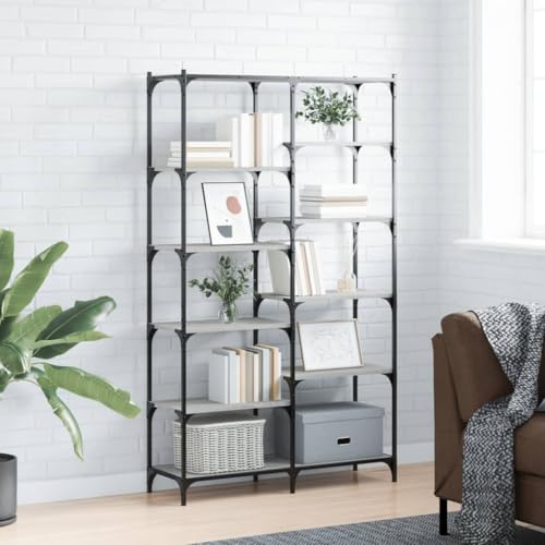 LLEZKBR Regal-Bücherregale & Standregale-Bücherregal Grau Sonoma 100x32x170 cm Holzwerkstoff und Eisen von LLEZKBR