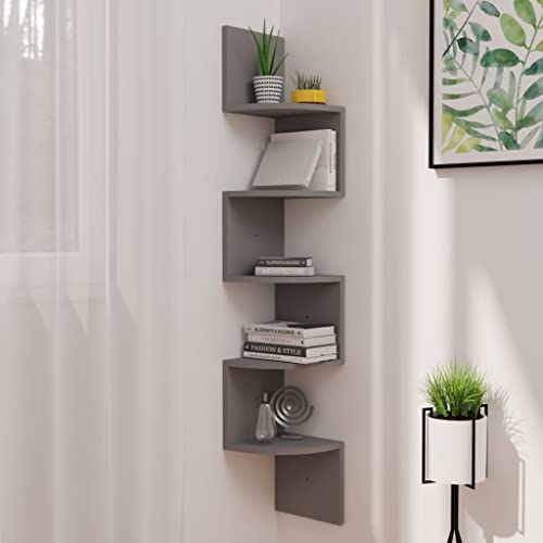 LLEZKBR Regal-Wandregale & Ledges-Wand-Eckregal grau 19x19x123cm Holzwerkstoff von LLEZKBR