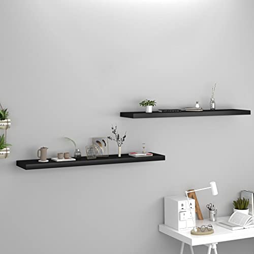 LLEZKBR Regal-Wandregale und Ledges-Wandregale, 2 Stück, schwarz, 120 x 23,5 x 3,8 cm, MDF von LLEZKBR
